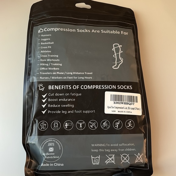COMPRESSION SOCKS ~ NEW ~ w/zipper 2 pairs/toeless/knee highs - Picture 3 of 6